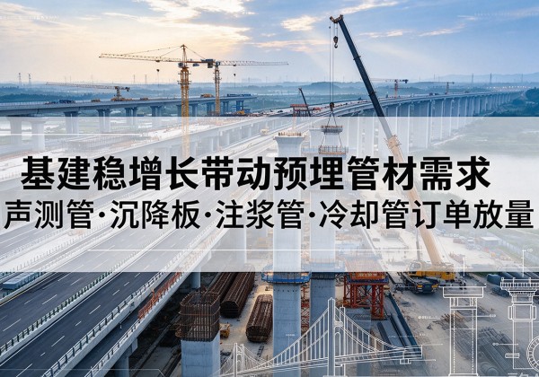 札达基建稳增长带动预埋监测管材需求，声测管、沉降板、注浆管订单持续放量